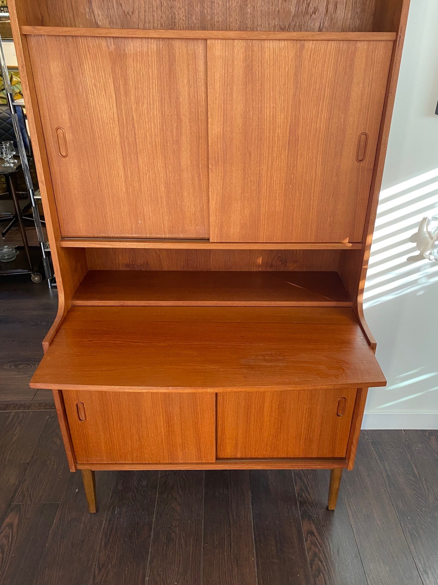 Teak Danish Secretary With Upper Cabinet