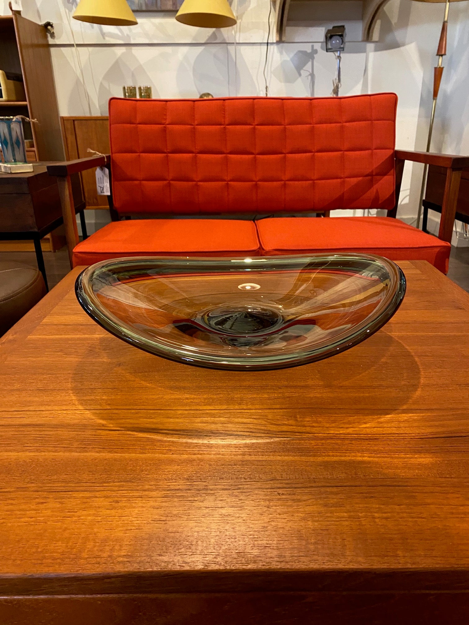 Beautiful mid-century Selandia glass bowl designed by Per Lutken for Holmegaard-Cook Street Vintage