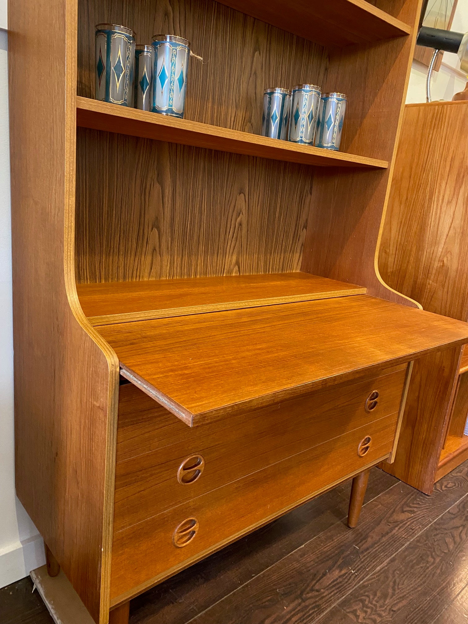 Stunning MCM Secretary with Upper Book Shelf