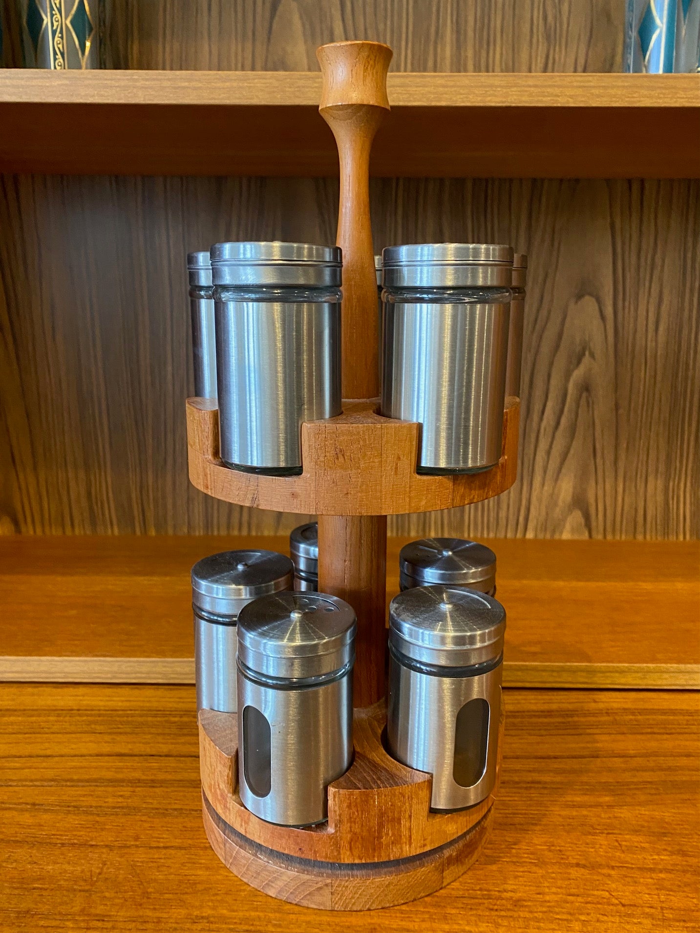 MCM Rotating Teak Spice Rack by Digsmed