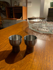 Set of 2 Stainless and Rosewood Egg Cups