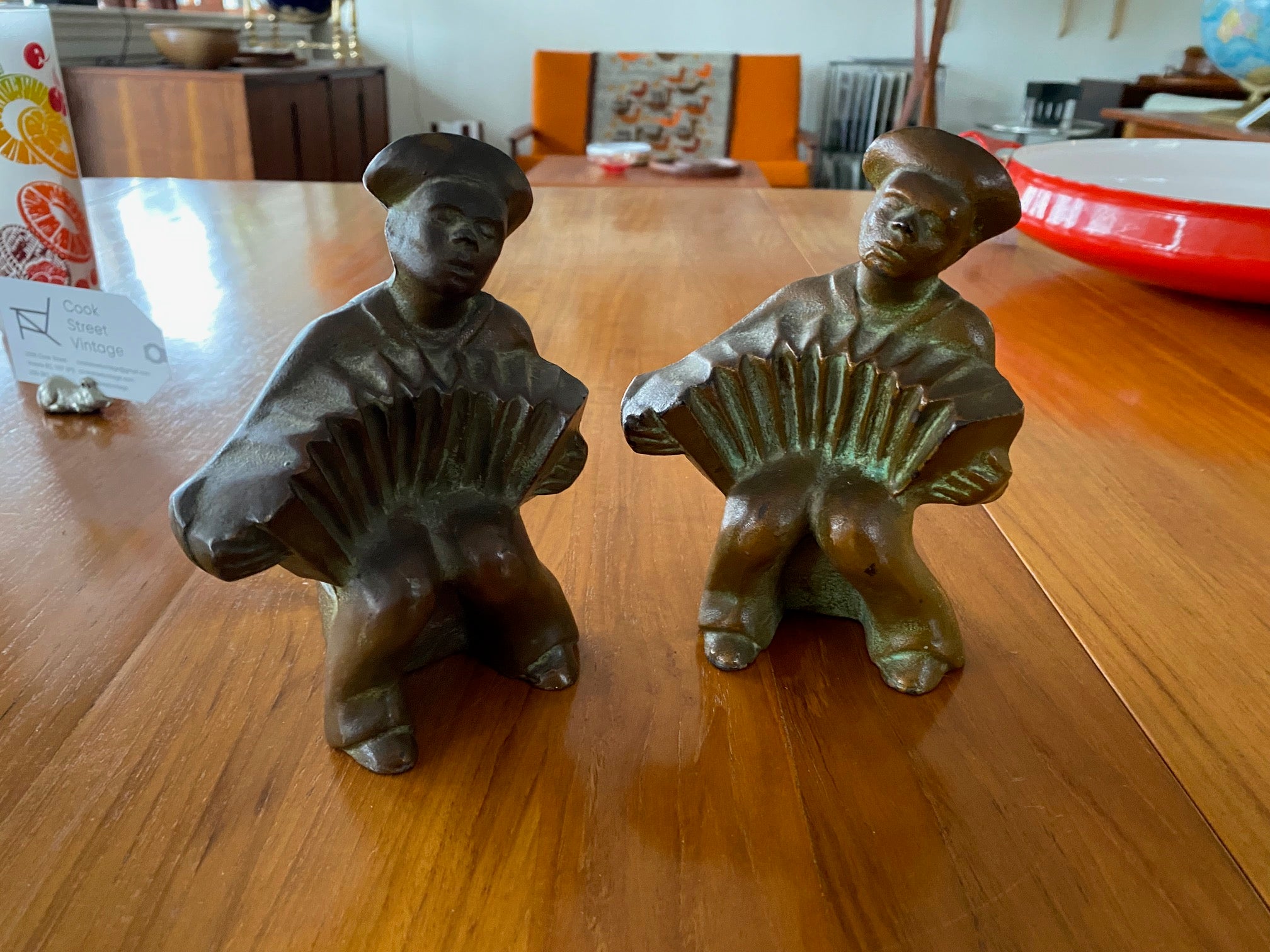 Vintage Cast Iron Hubley Accordion Player Bookends
