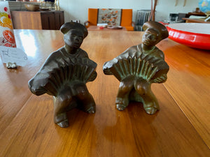 Vintage Cast Iron Hubley Accordion Player Bookends