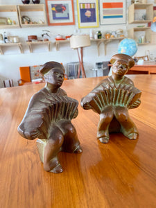 Vintage Cast Iron Hubley Accordion Player Bookends