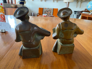 Vintage Cast Iron Hubley Accordion Player Bookends