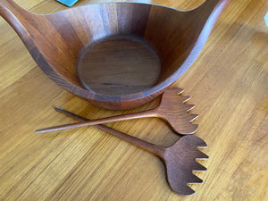 Dansk JHQ Staved Teak Viking Salad Bowl & Servers