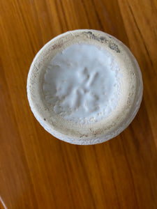 Base of Small White WG Scheurich Paint Stroke Ceramic Vase. Stunning green glazed interior.- Cook Street Vintage