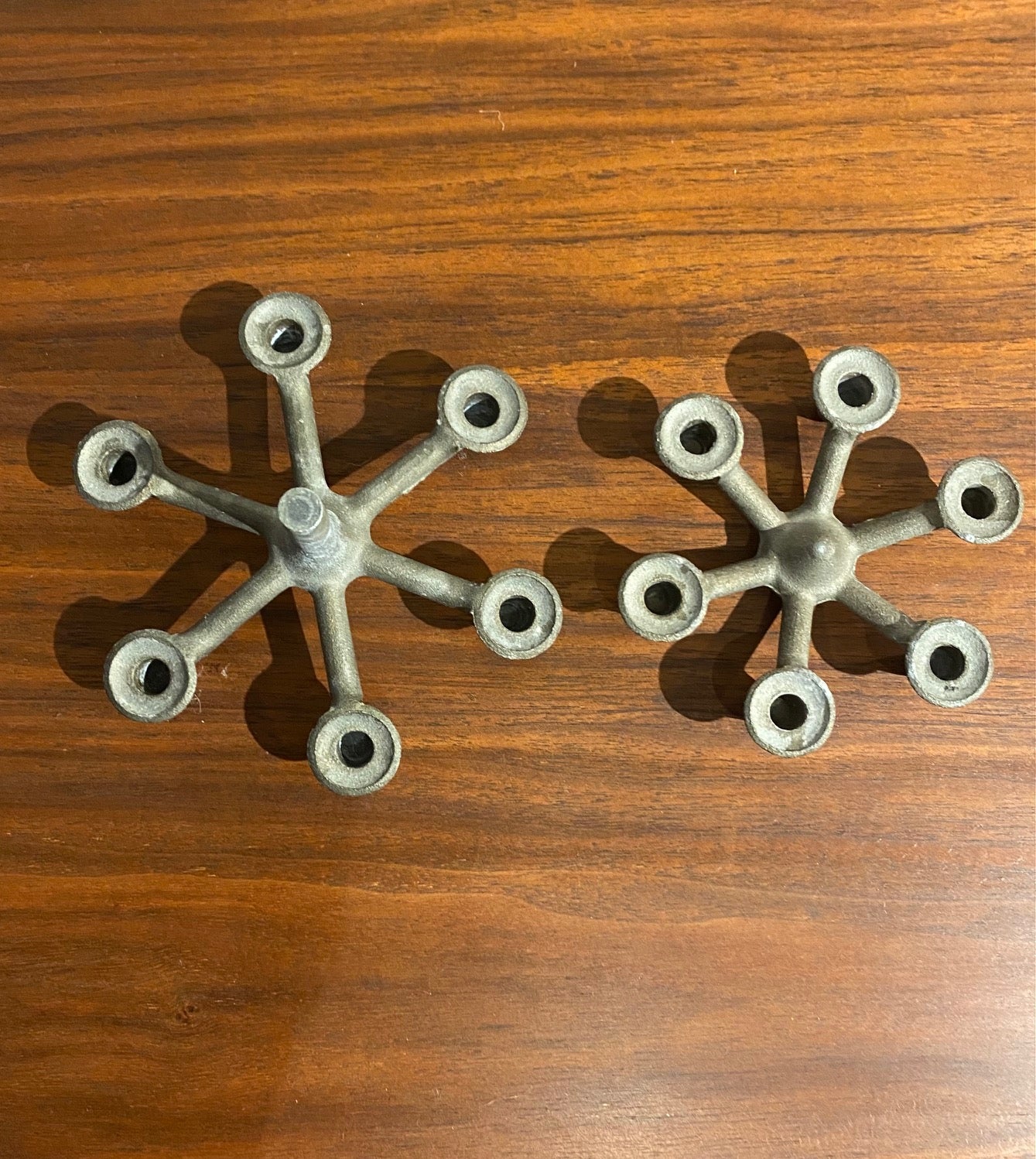 Denco cast metal candle holder separated into two pieces_ cook Street VIntage