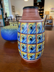 Soholm Danmark RN Vase Yellow & Blue Abstract Pattern