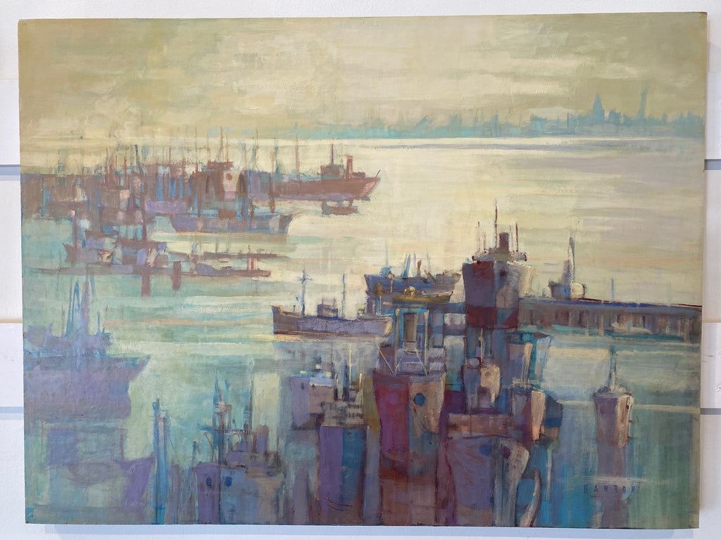 "City by the Sea", Tempera and acrylic by notable Canadian cartoonist and artist, Sid Barron- Cook Street Vintage