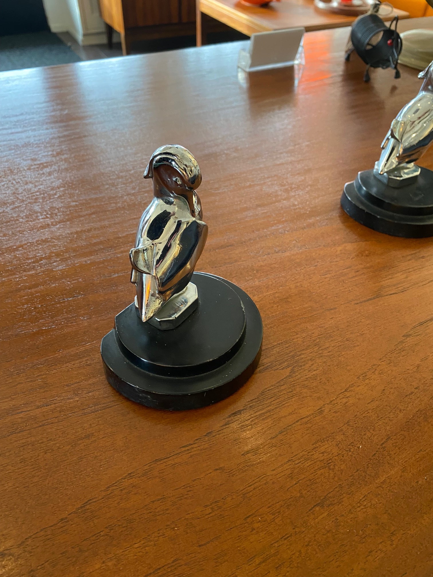 Art Deco Chrome Bird Bookends- Cook Street Vintage