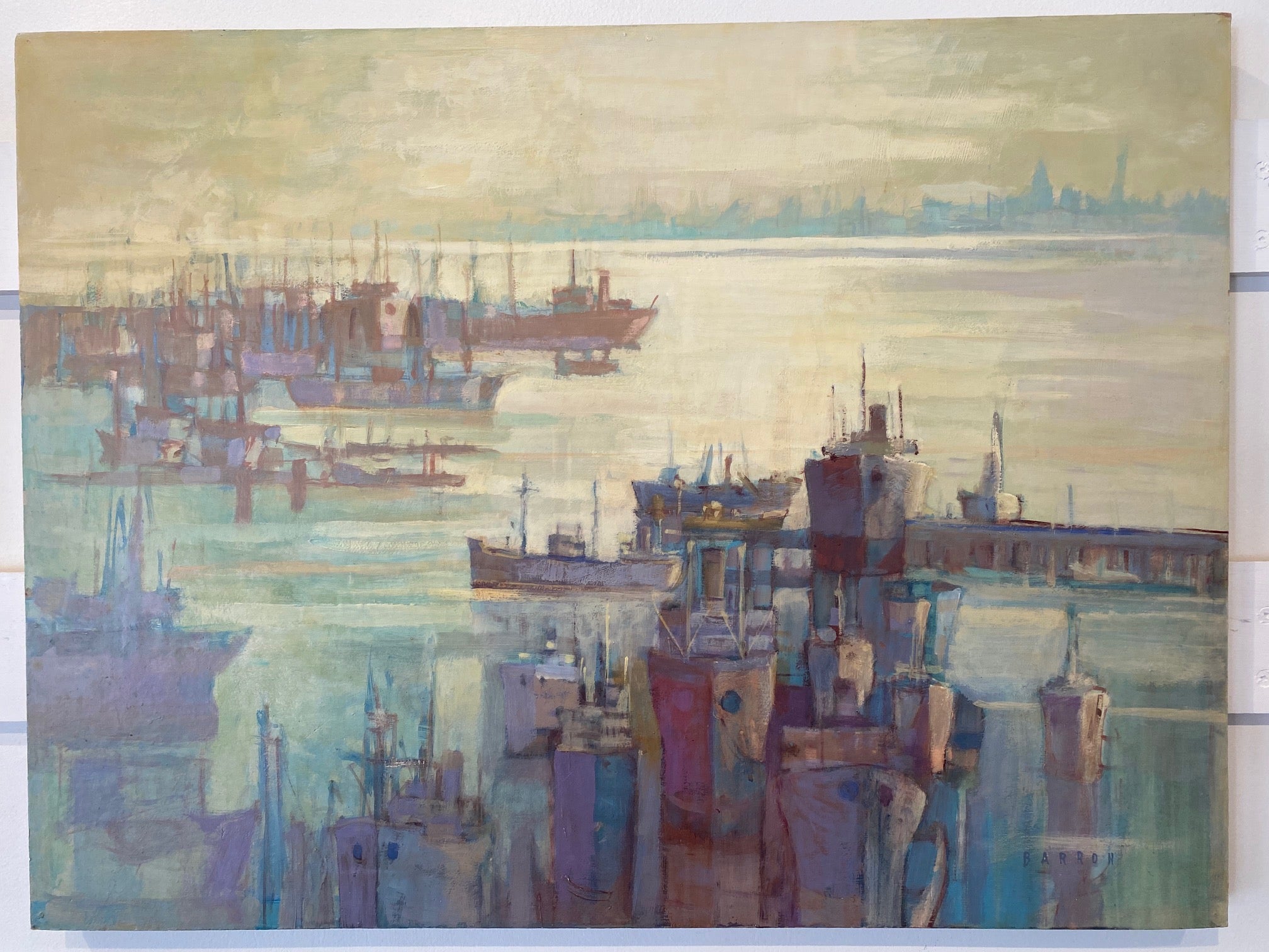 "City by the Sea", Tempera and acrylic by notable Canadian cartoonist and artist, Sid Barron- Cook Street Vintage