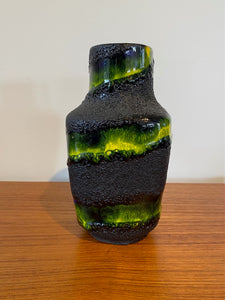 Black and Green Fat Lava Vase
