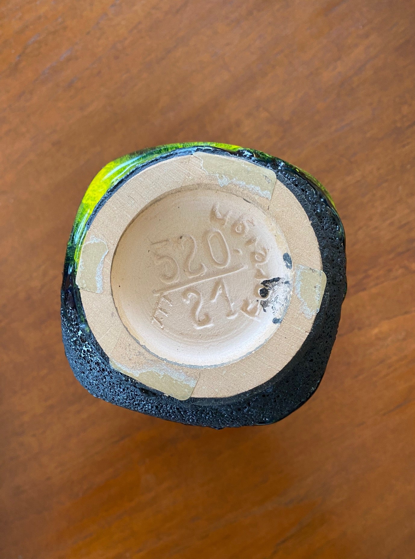 Black and Green Fat Lava Vase