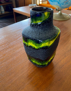 Black and Green Fat Lava Vase
