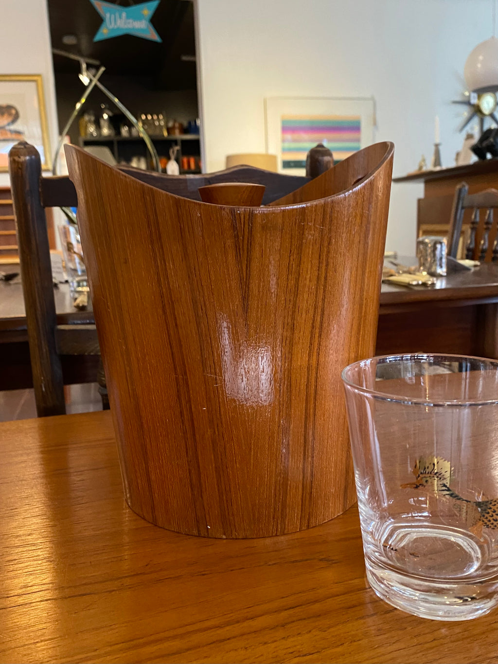 MCM teak ice bucket with aluminum insert- Cook Street Vintage