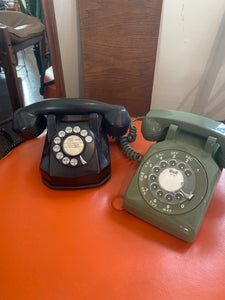 Avocado Green Rotary Dial Phone- Cook Street Vintage