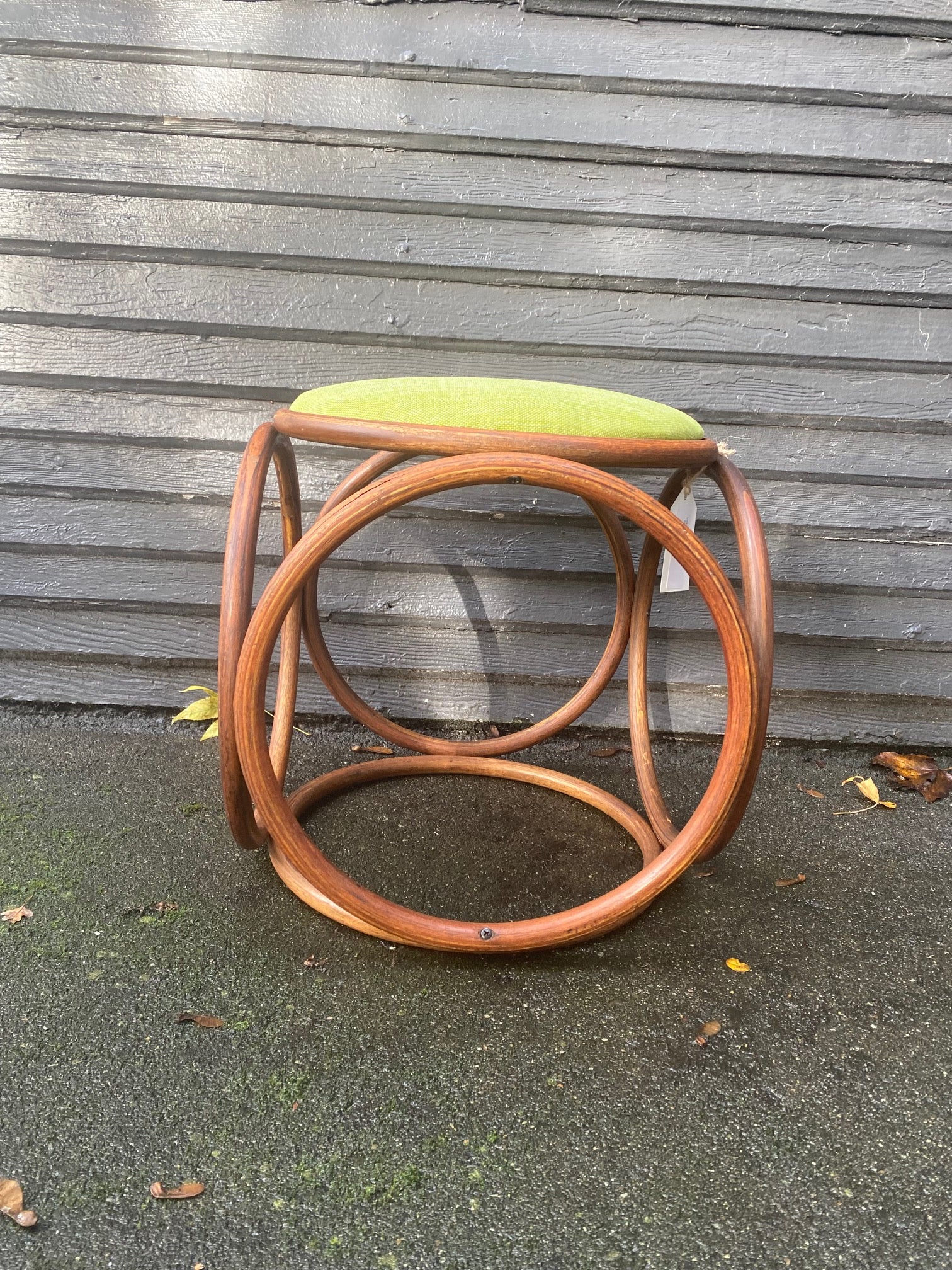 Lovely vintage bentwood footstool with new upholstery- Cook Street Vintage