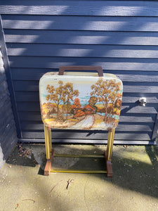 Vintage Covered Bridge Scene TV Trays