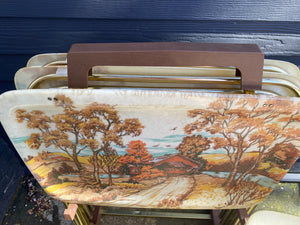 Vintage Covered Bridge Scene TV Trays