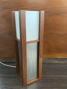 Side view of Vintage Teak and Metal Box Lamp- Cook Street Vintage