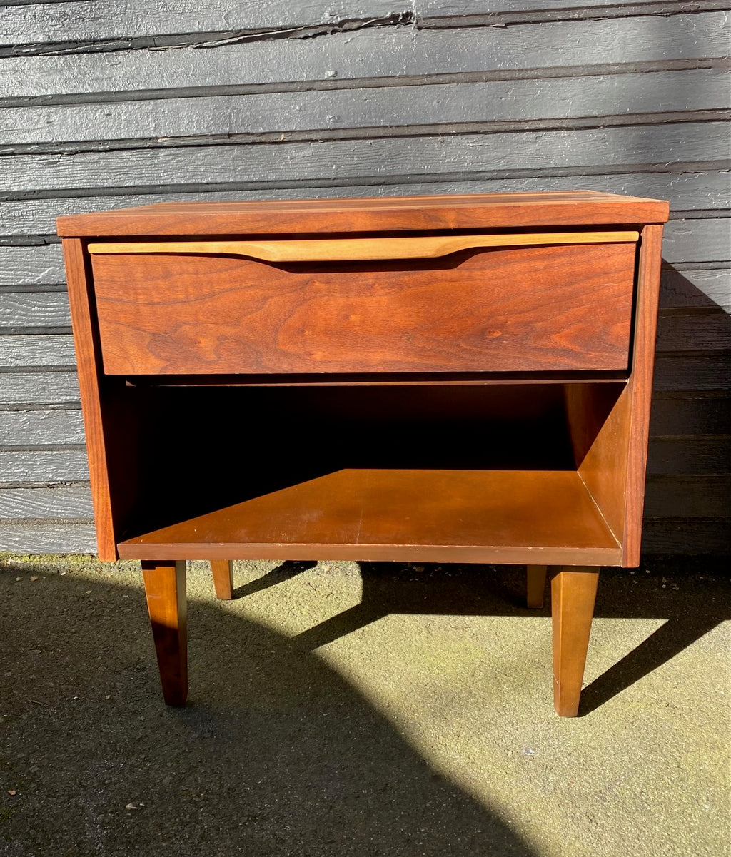 Vintage Walnut Single Drawer Side Table- Cook Street Vintage