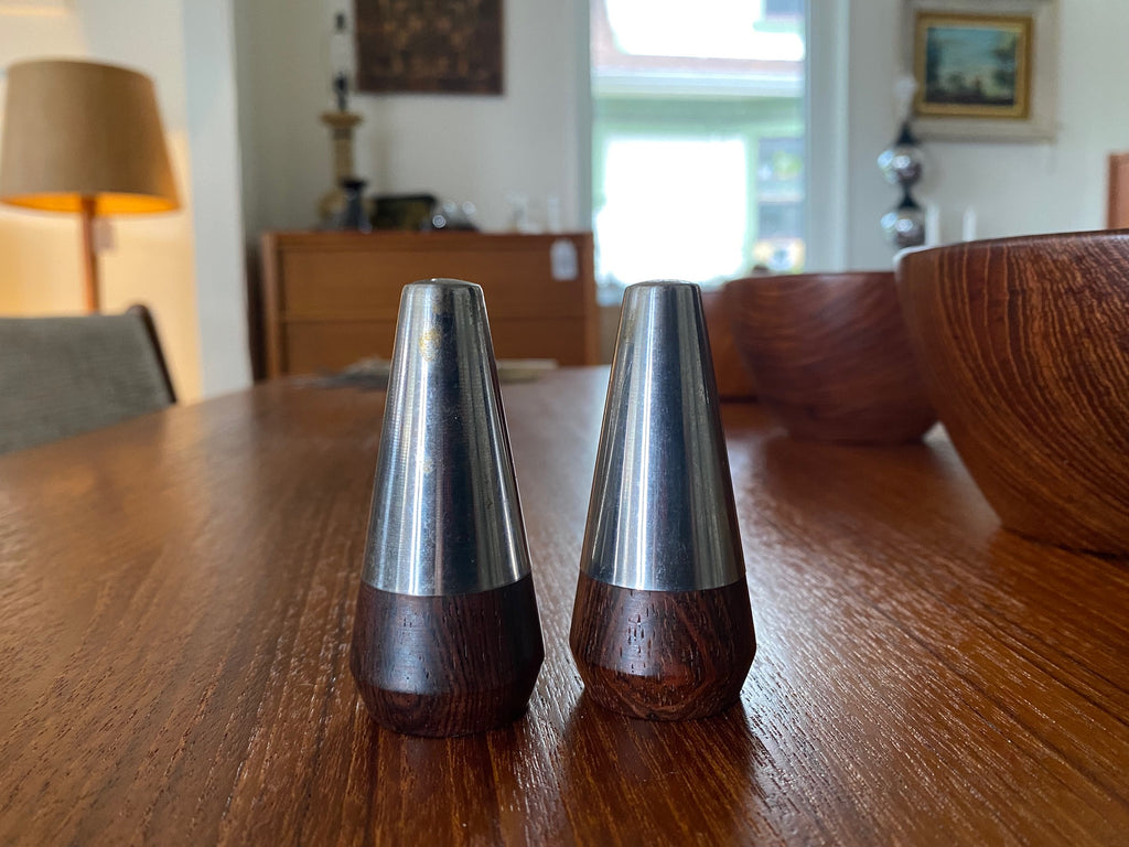 A&B Lundtoft Stainless and Rosewood Salt & Pepper- Cook Street Vintage