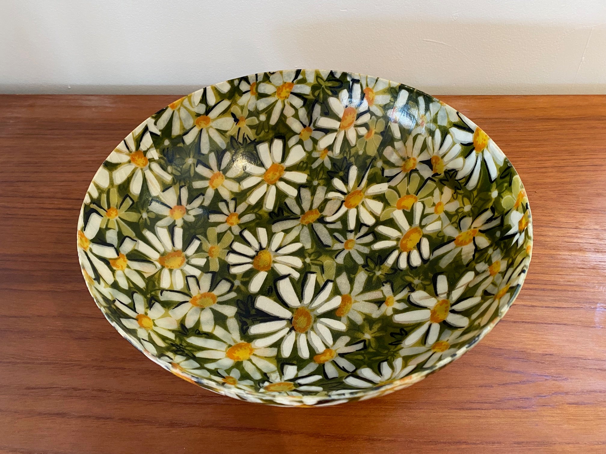 Vintage Fibreglass Daisy Salad Bowl- Cook Street Vintage