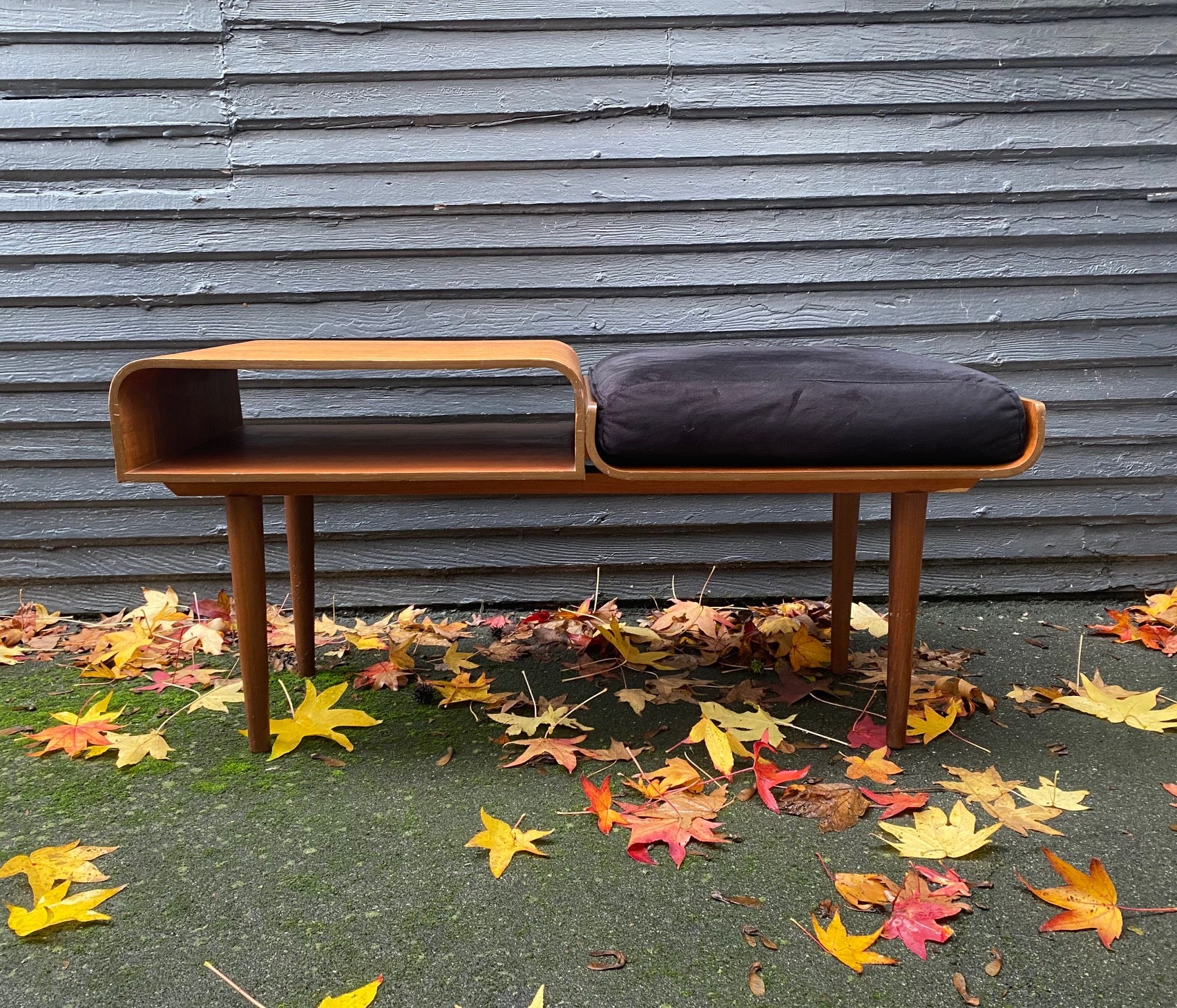 MCM Teak Telephone Table with Cushion