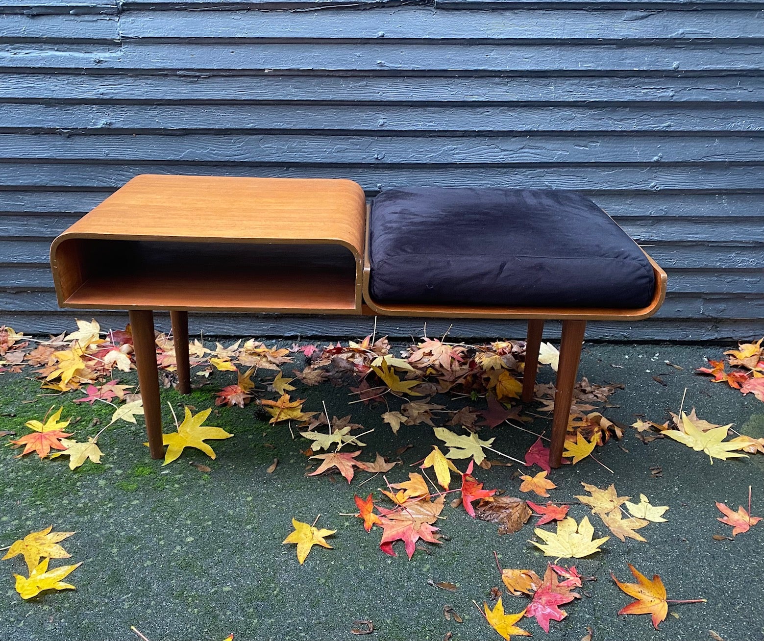 MCM Teak Telephone Table with Cushion