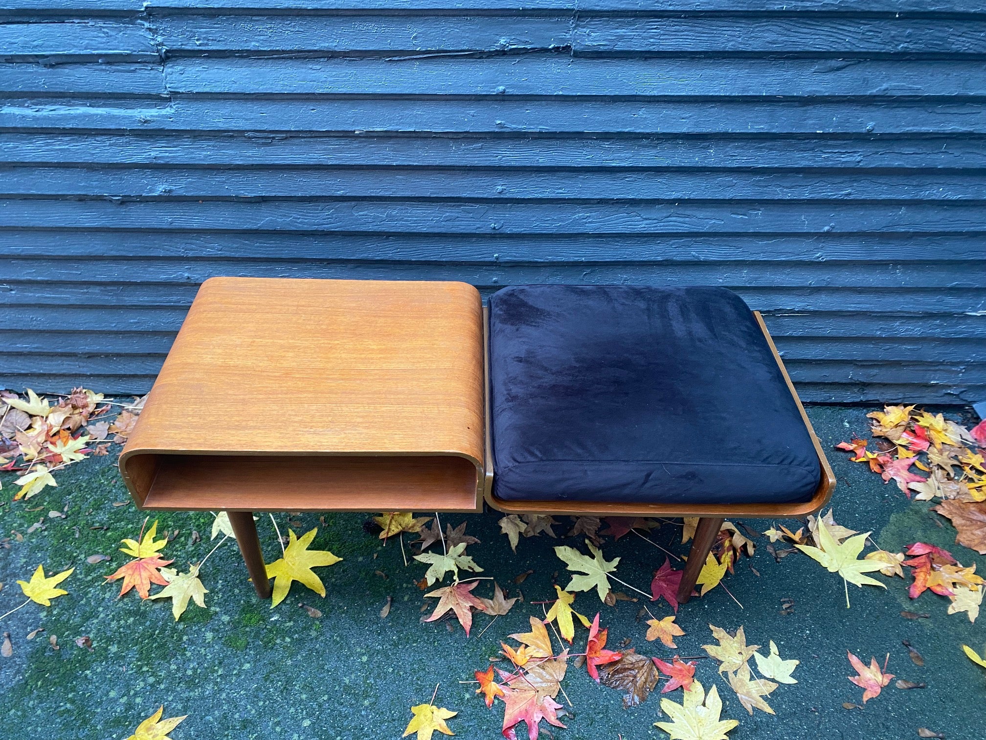MCM Teak Telephone Table with Cushion