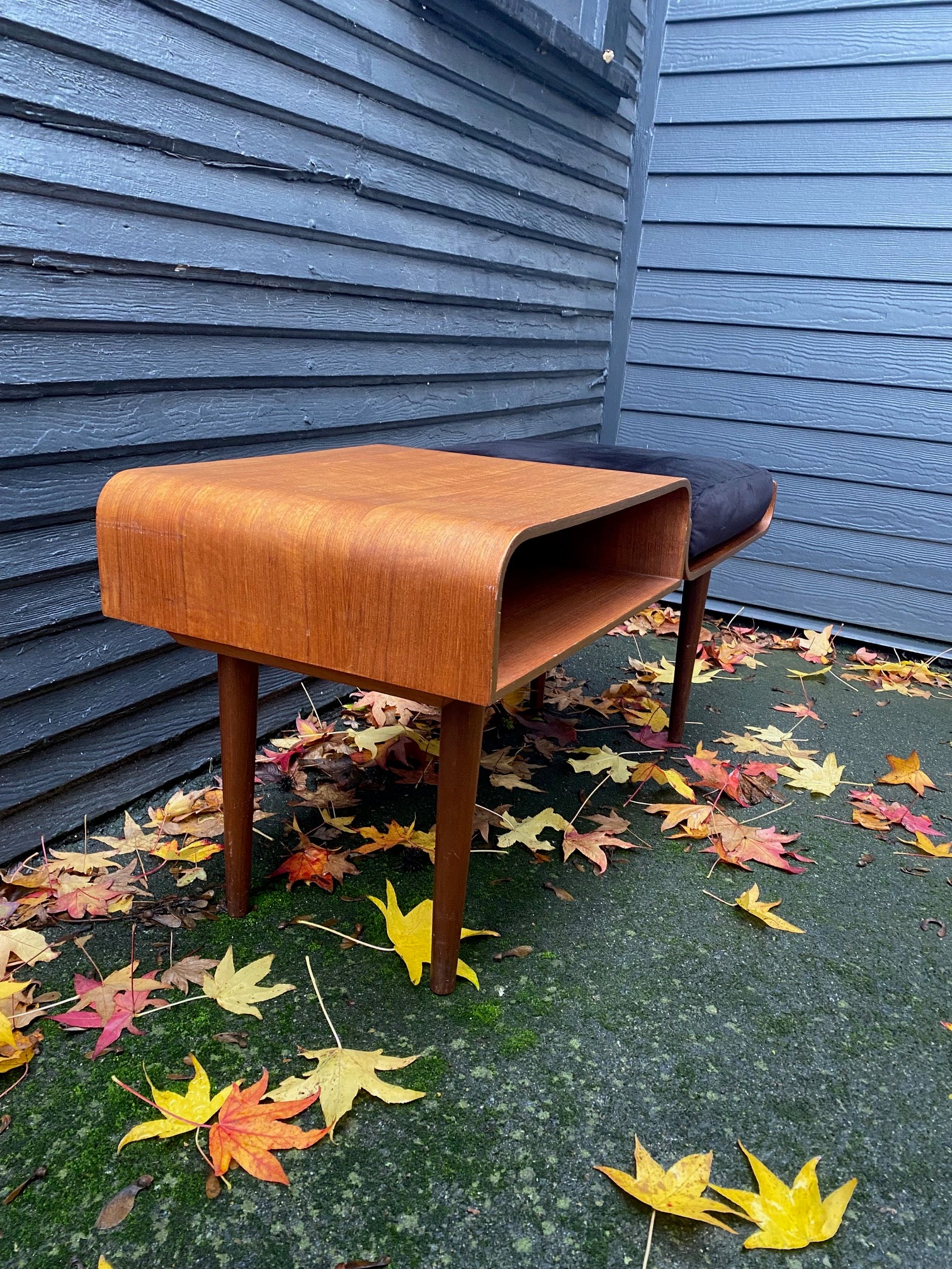MCM Teak Telephone Table with Cushion