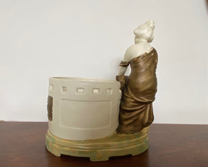 Antique Royal Dux Figural Planter with Seated Woman- Cook Street Vintage