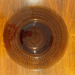 Iittala Kastehelmi Amber Cake Plate by  Oiva Toikka