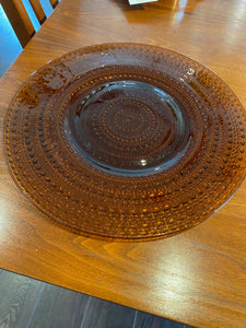 Iittala Kastehelmi Amber Cake Plate by  Oiva Toikka