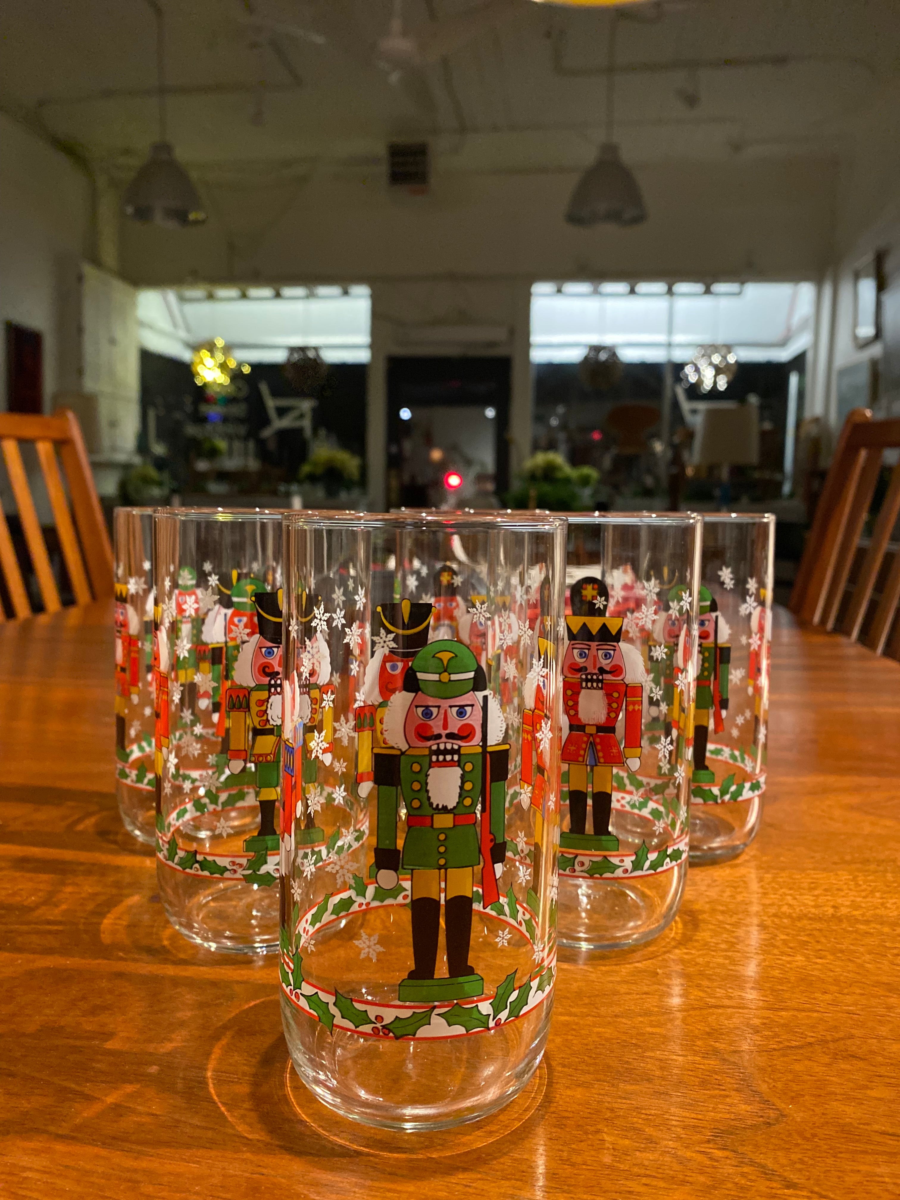Set of 6 1980s Libbey Nutcracker Tumblers