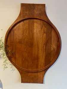 Extra large round 1960s Dansk teak tray with serving handles. Designed by Jens Harald Quistgaard for Dansk. Made in Denmark- Cook Street Vintage