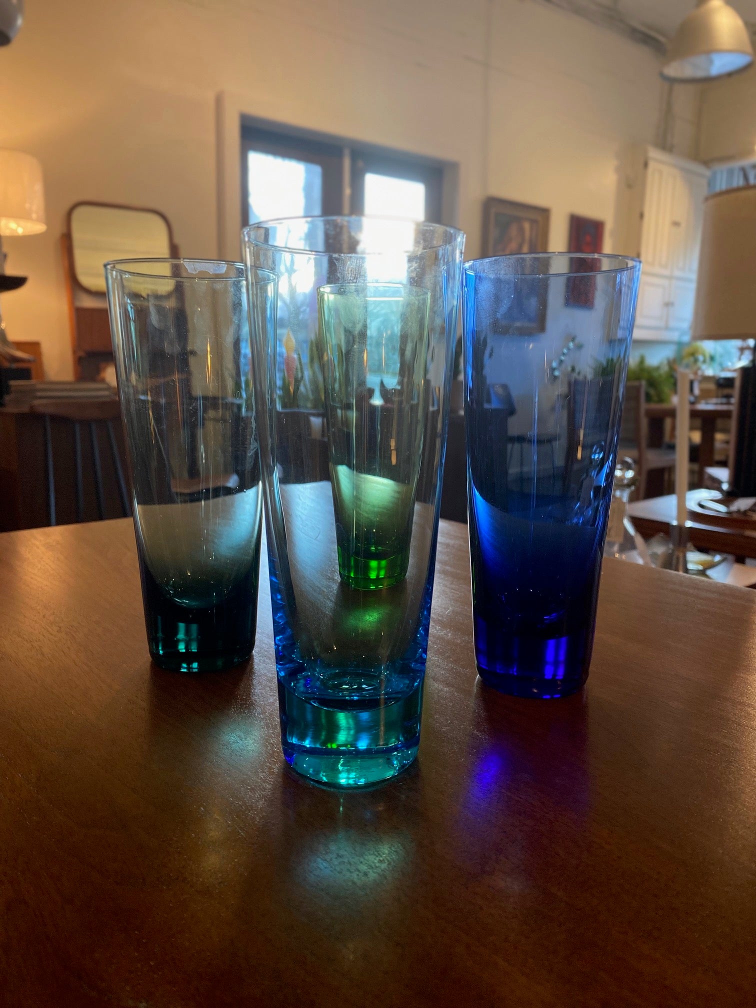 Set of 4 Vintage Coloured Glass Highballs
