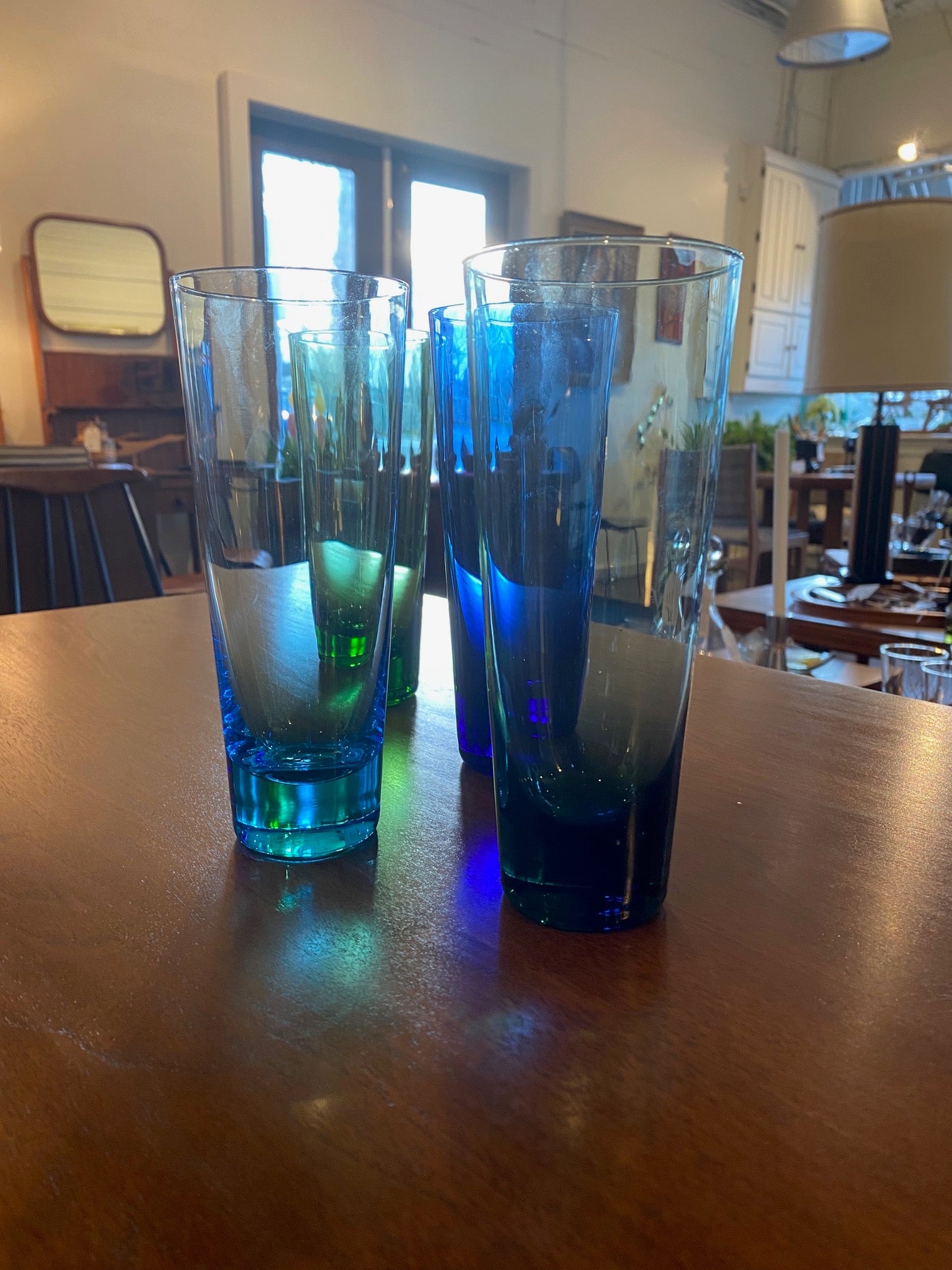 Set of 4 Vintage Coloured Glass Highballs