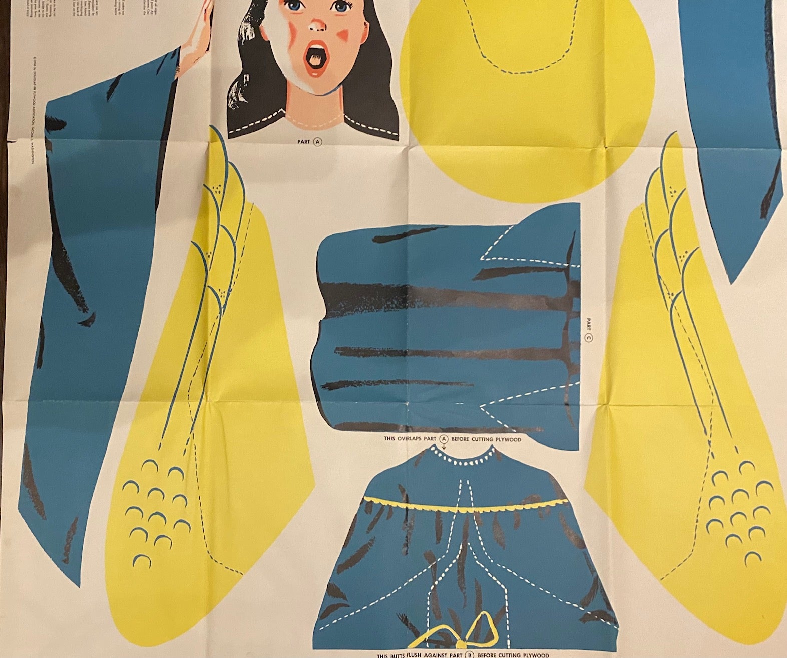 Douglas Fir  Plywood Association Pattern "Singing Angel" 1956