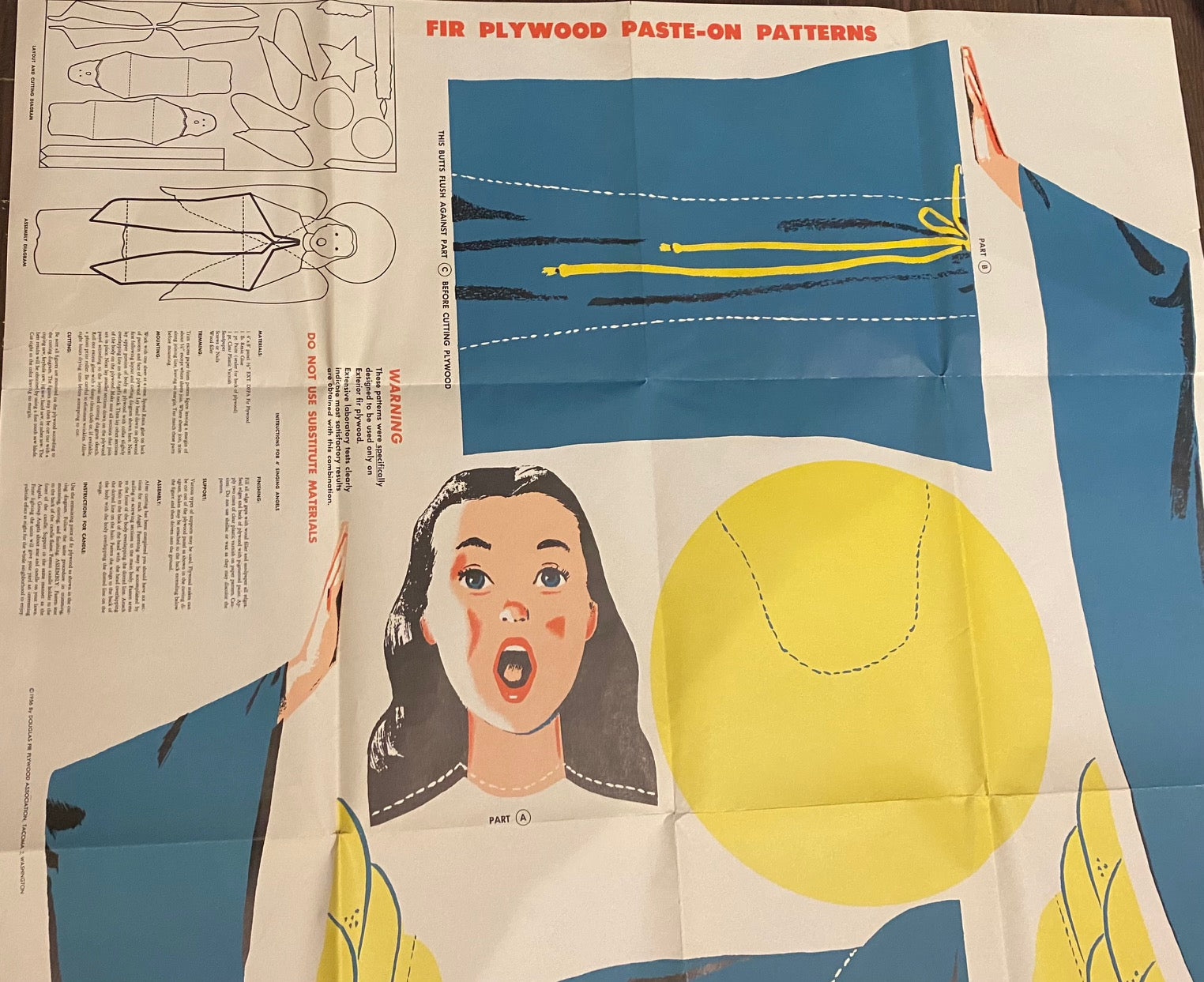 Douglas Fir  Plywood Association Pattern "Singing Angel" 1956