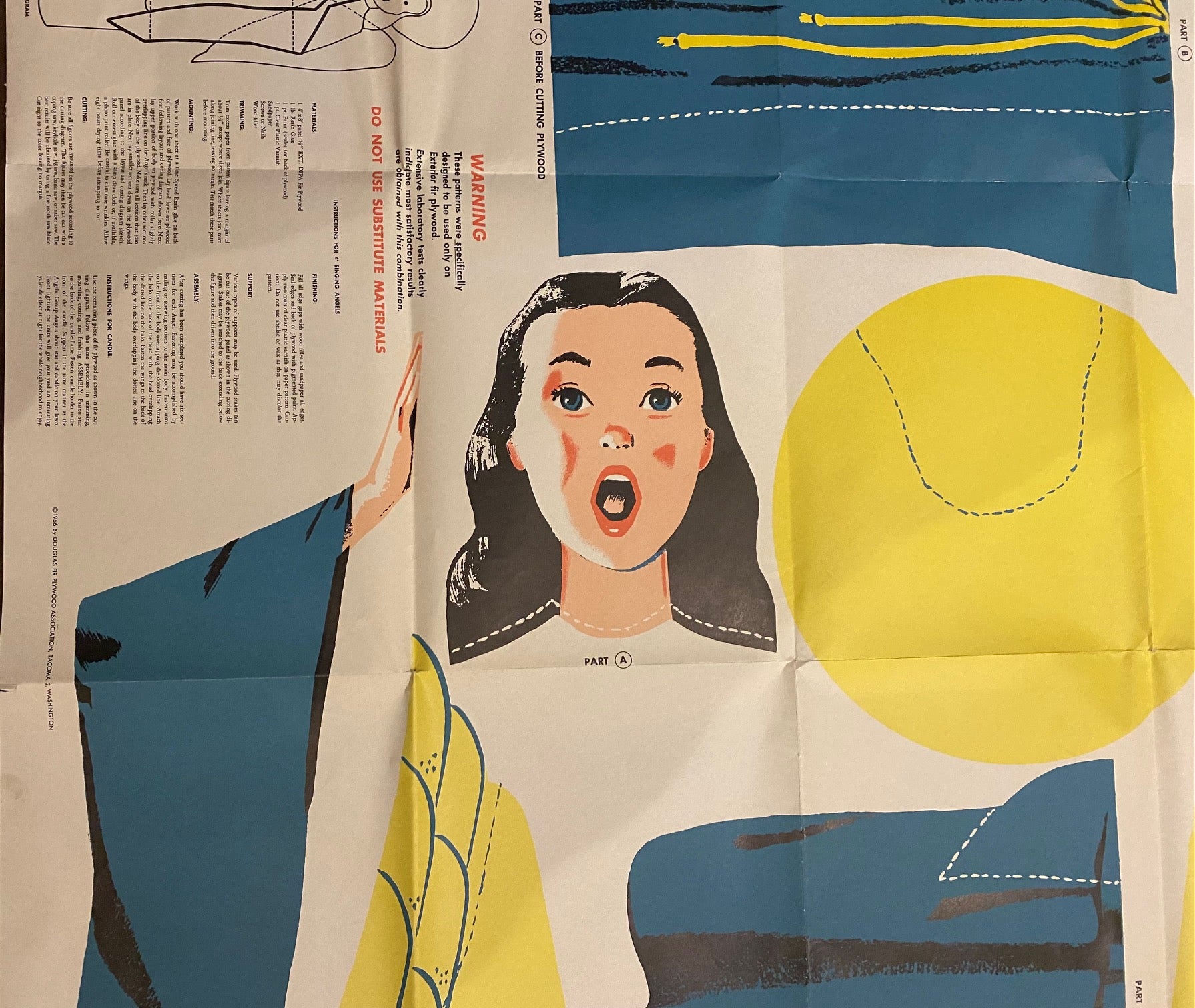 Douglas Fir  Plywood Association Pattern "Singing Angel" 1956