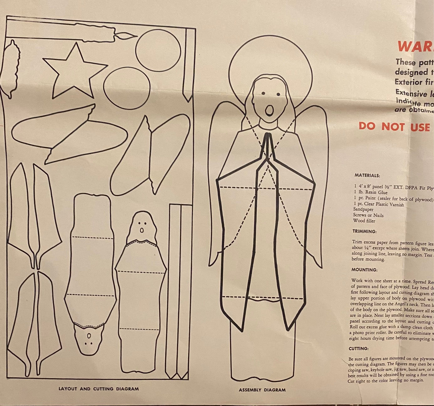 Douglas Fir  Plywood Association Pattern "Singing Angel" 1956