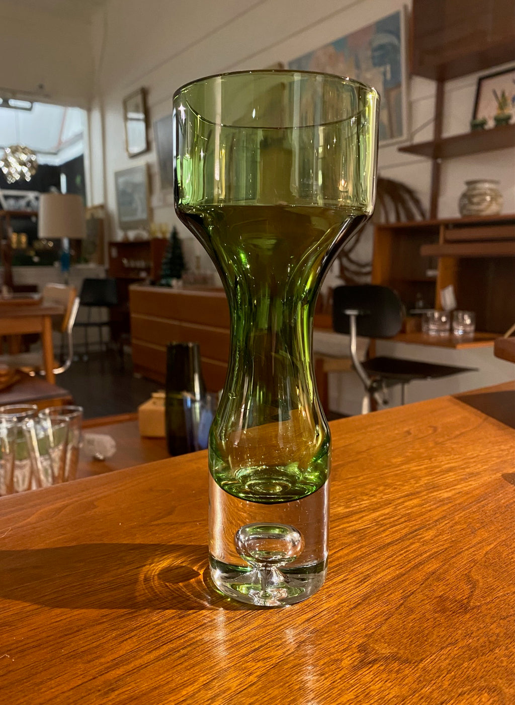Bo Borgstrom Aseda Pistachio Green Glass Vase- Cook Street Vintage