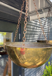 Vintage Brass Hanging Planter on Chains