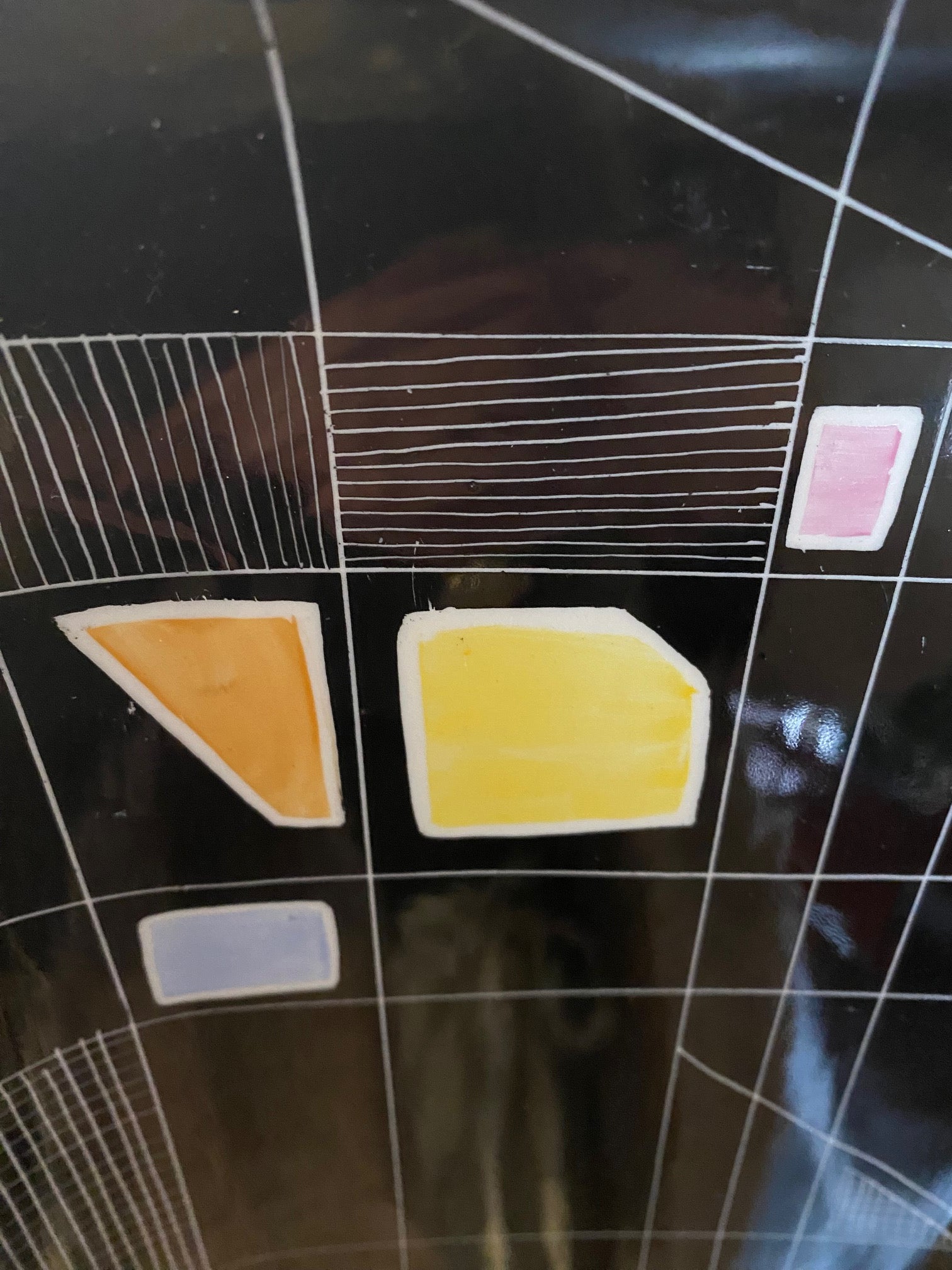 Black Atomic Age Geometric Plate