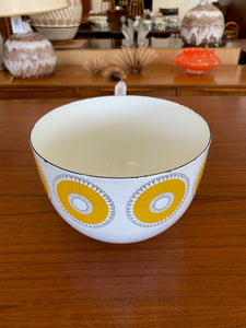 Finel enamel bowl with Dandelion motif, 1950s designed by Kaj Franck for Finel of Finland- Cook Street Vintage