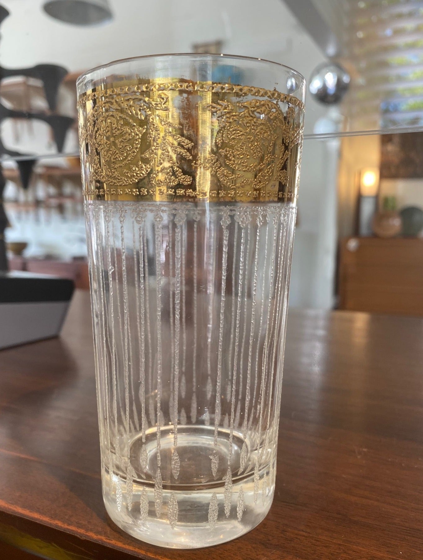 Set of 4 Culver "Tyrol" 22 K Gold Rim Highball- Cook Street Vintage