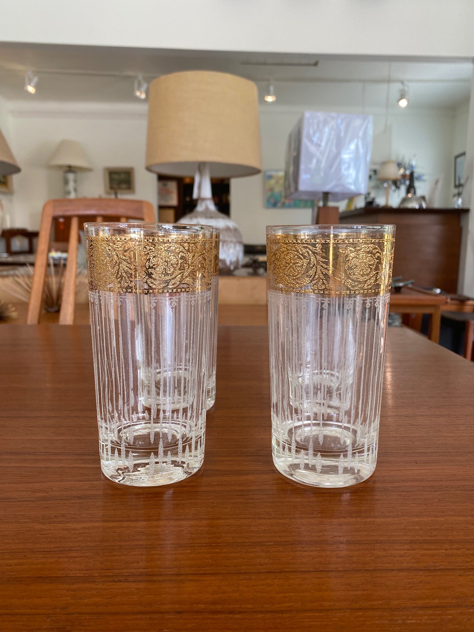 Set of 4 Culver "Tyrol" 22 K Gold Rim Highball- Cook Street Vintage