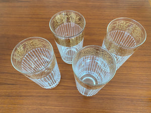 Set of 4 Culver "Tyrol" 22 K Gold Rim Highball- Cook Street Vintage